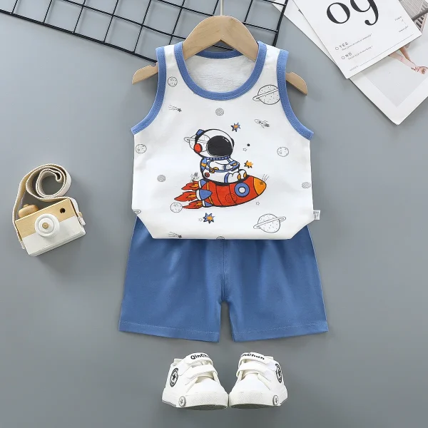 New Style Children's Sleeveless Short-sleeved Shorts Casual Suit Children's Vest 100% Cotton Summer Clothes for Boys and Girls - Image 6