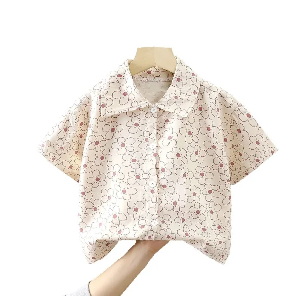 2025 Summer New Children's Casual Cotton Shirt Boys Cardigan with Stylish Short Sleeve Baby's Fashionable Wear - Image 2