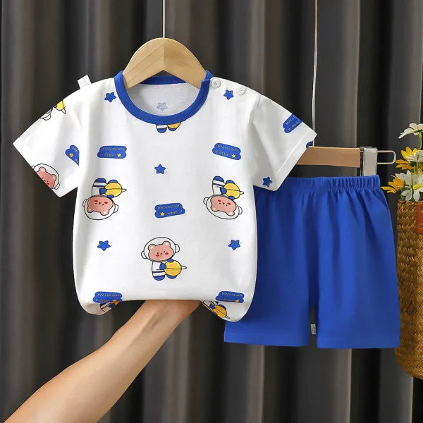 Boys and Girls Summer New Cotton Set Children's T-shirt Shorts Two Sets