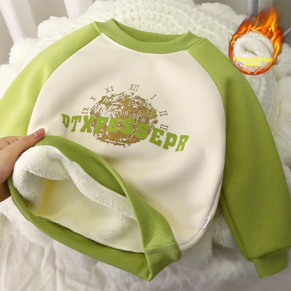 Autumn Winter New Style Children's Sweatshirt Boys' Thickened Warm Outer Wear Girls' Tops Fleece Baby Clothes Kids' Clothing - Image 2