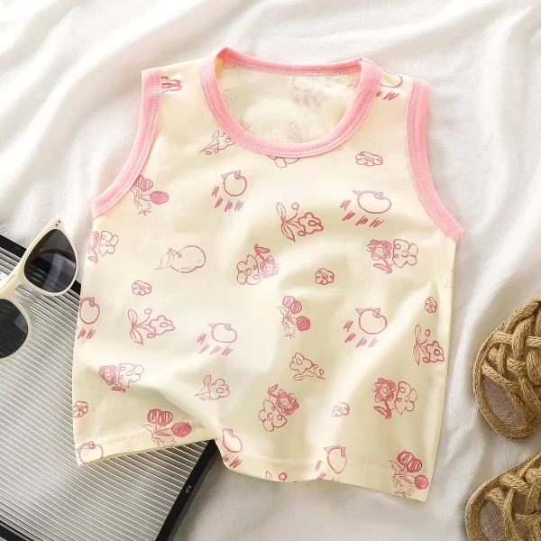 2025 Children's Casual Cotton Vest Sleeveless T-Shirt Set Boys Girls Base Layer Cartoon Baby New Summer Clothing - Image 4