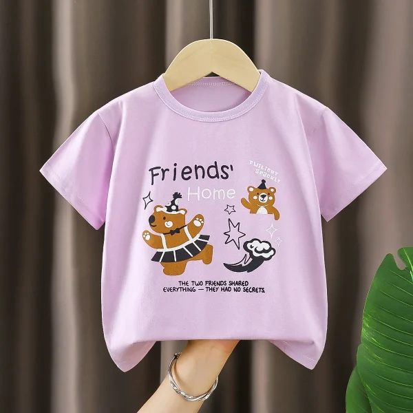 Kids 100% Cotton Short Sleeve T-Shirt Boys Summer Animal Print Top Quick Dry Casual Knitted Polo Shirt - Image 6