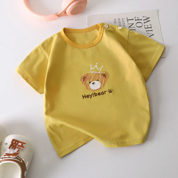 Children's Short-sleeved T-shirts Pure Cotton 0-7 Years Bottoming Shirts for Boys and Girls Summer Clothes - Image 4